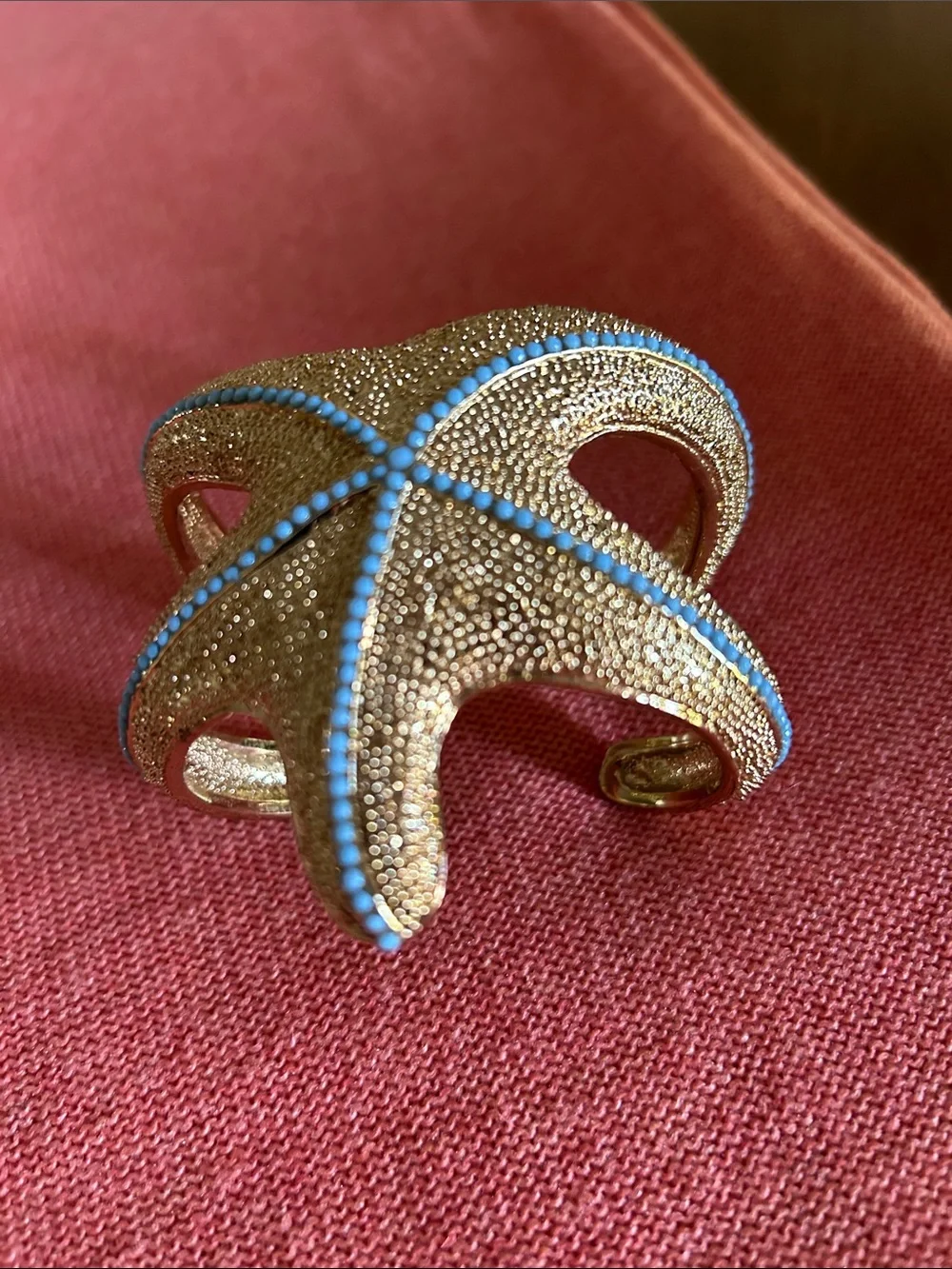 Lilly Pulitzer Gold Starfish Cuff with Light Blue Bead Accents
